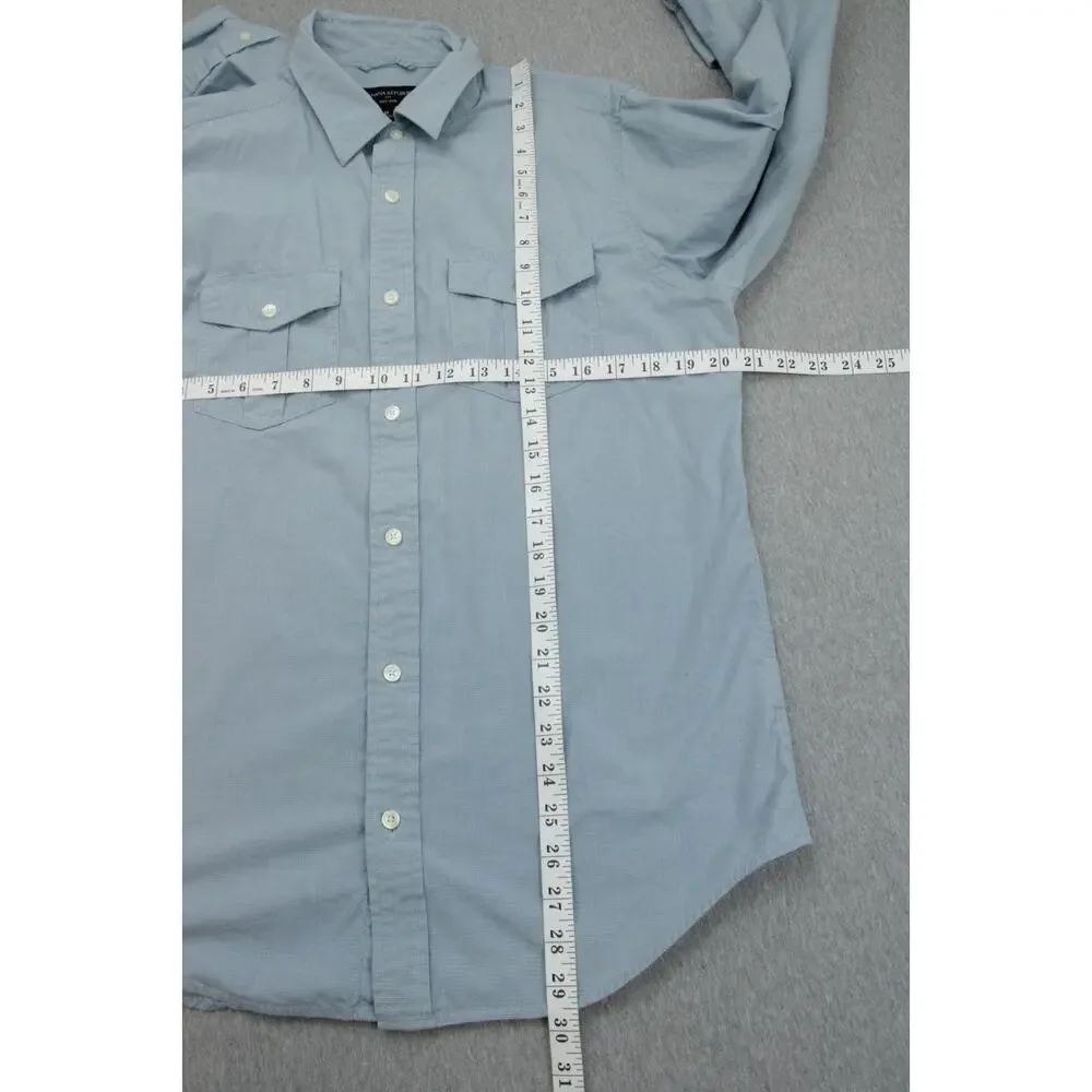Banana Republic Shirt Mens Medium Blue 100%‎ Cotton Soft Wash Pockets